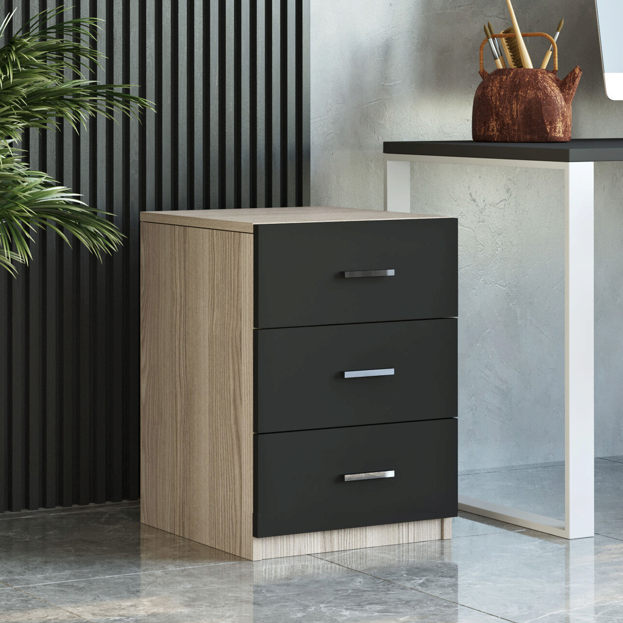 Dulapior, Hanah Home, Vo3-Ob, 44.5x61.8x46.6 cm, Stejar / Negru - imagine 7